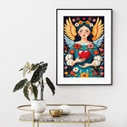 Quadro Mulher Anjo Coração- 60x48cm Moldura Preta