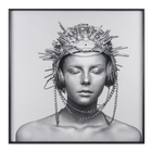 Quadro Mulher Artística Preto com Vidro 120x120cm Arte Própria