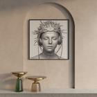 Quadro Mulher Artística Preto com Vidro 120x120cm Arte Própria