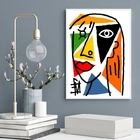 Quadro Mulher Colorida Geométrico Abstrato 24x18cm - Com Vidr