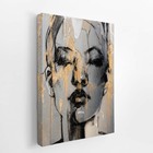 Quadro Mulher Dourada Desenho Artístico Canvas 100x70cm