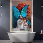 Quadro Mulher E Borboleta Azul - 1 Tela