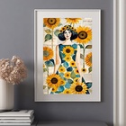 Quadro Mulher Girassol - 60x48cm Moldura Branca