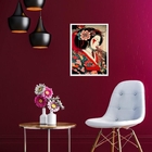 Quadro Mulher Gueixa 24x18cm - Com Vidro Moldura:madeira Preta