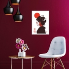 Quadro Mulher Japonesa 33x24cm Moldura:madeira Branca