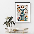 Quadro Mulher Passarinhos - 60x48cm Moldura Preta