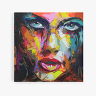 Quadro Mulher Pintura Colorido Pinceladas Canvas 80x80cm