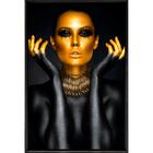 Quadro Mulher Rosto Dourado 90x60 - Casa Da Moldura