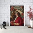 Quadro Mulher Vintage Com Cavalo 45x34cm Moldura:madeira Bran