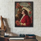 Quadro Mulher Vintage Com Cavalo 45x34cm Moldura:madeira Bran