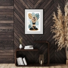 Quadro Mulher Yoga- Fundo Folhas - 60x48cm Moldura:madeira Pr