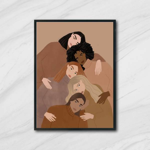 Quadro Mulheres Unidas Não Serão Vencidas 45x34cm - Com Vidro