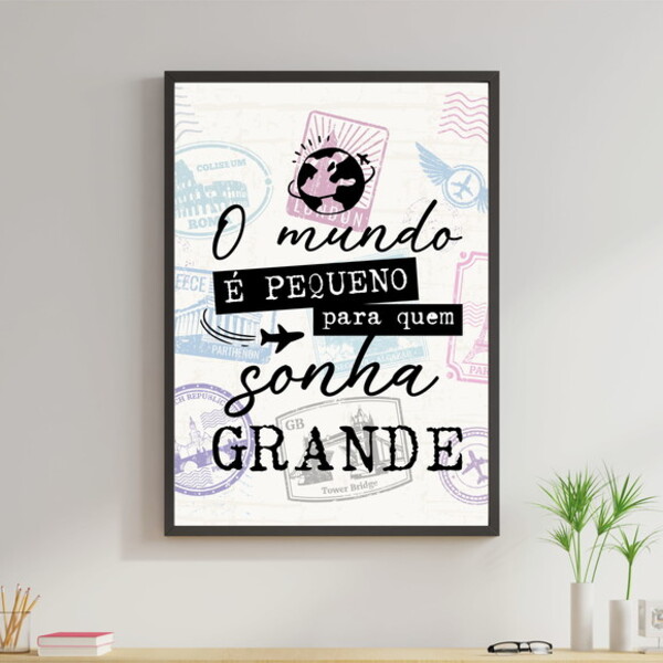 Quadro Mundo Pequeno Sonho Grande 45x34cm Moldura:madeira Bra