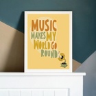 Quadro Music Makes My World Go Round 33x24cm - Com Vidro Mold
