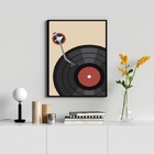 Quadro Music Poster- Record 45x34cm Moldura:madeira Preta