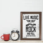 Quadro Musica Rock Live Music 22x32 Moldura Marrom
