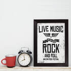 Quadro Musica Rock Live Music 22x32 Moldura Preta