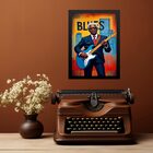 Quadro Músico Blues - Homem Com Guitarra 45x34cm Moldura Bran
