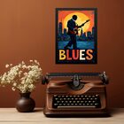 Quadro Músico Blues - In The City 24x18cm Moldura Preta