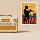 Quadro Músico Jazz - Homem Com Trompete 45x34cm Moldura Branca