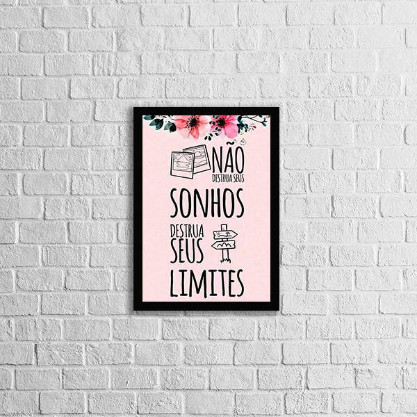 Quadro Não Destrua Seus Sonhos, Destrua Seus Limites 24x18cm