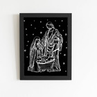 Quadro Nascimento De Jesus Cristo Moldura Preta 60x40cm