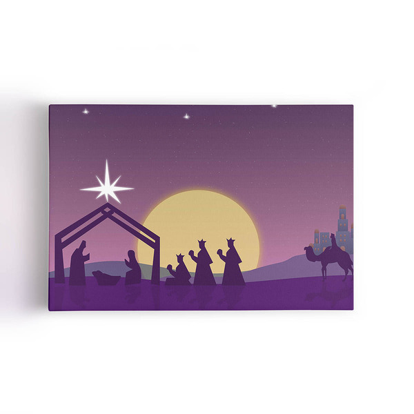 Quadro Nascimento Jesus Presépio 3 Reis Magos Canvas 120x80