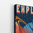 Quadro Nave Espacial Retro Explore Planetas Canvas 120x80cm