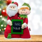 Quadro Negro Com Duende E Papai Noel 56x34cm Decoração De Nat