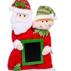 Quadro Negro Com Duende E Papai Noel 56x34cm Decoração De Nat