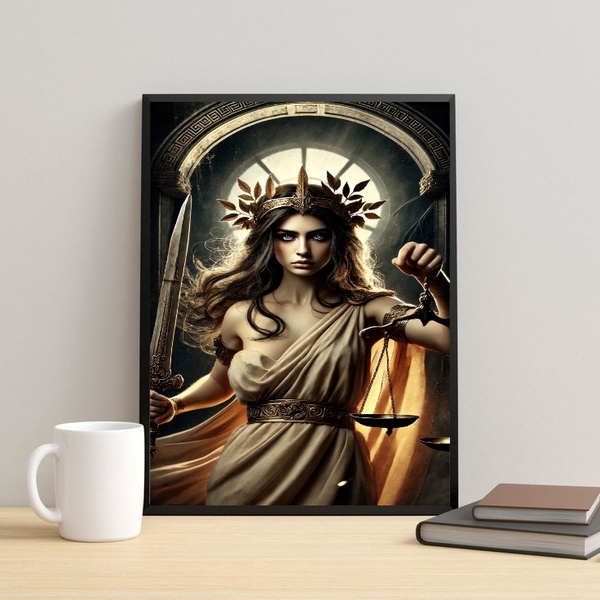 Quadro Nêmesis - Deusa Da Vingança 33x24cm Moldura Preta