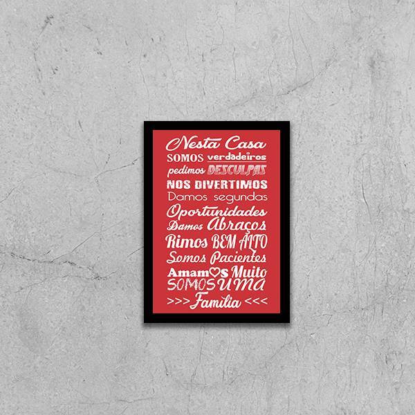 Quadro Nesta Casa Somos Verdadeiros 24x18cm - Com Vidro Moldu