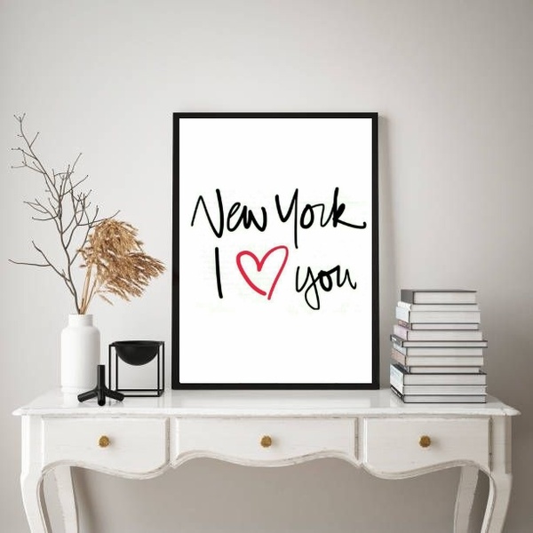 Quadro New York - I Love You 33x24cm Moldura Branca