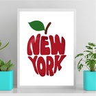 Quadro New York - Maçã 33x24cm Moldura Preta