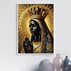 Quadro Nossa Senhora Aparecida - Dourada 45x34cm Moldura Preta