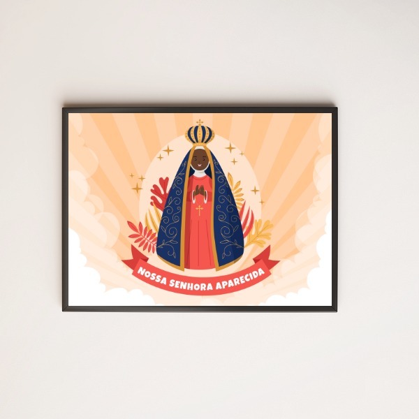 Quadro Nossa Senhora Aparecida Horizontal 24x18cm - Com Vidro