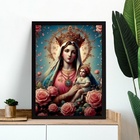 Quadro Nossa Senhora Com Menino Jesus- Flores 33x24cm Moldura