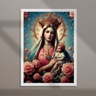 Quadro Nossa Senhora Com Menino Jesus- Flores 45x34cm Moldura