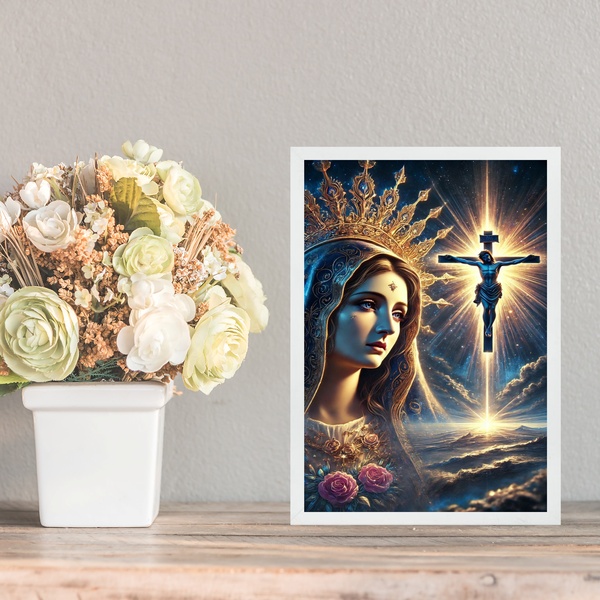Quadro Nossa Senhora Das Dores 33x24cm - Com Vidro Moldura Br