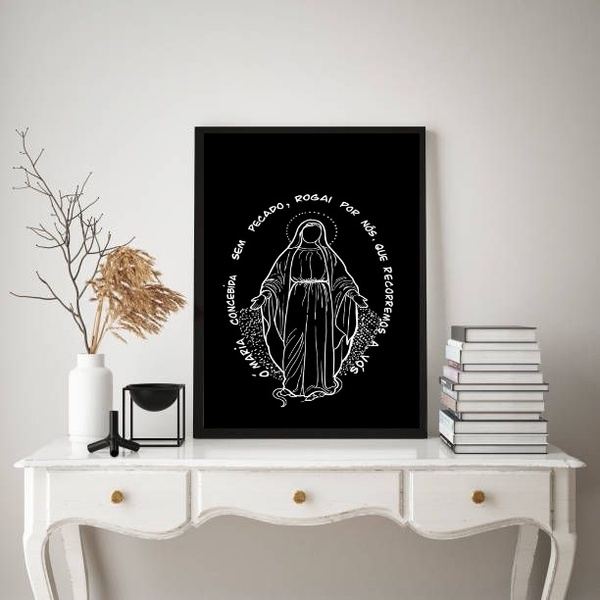 Quadro Nossa Senhora Das Graças Moderno Minimalista 45x34cm M