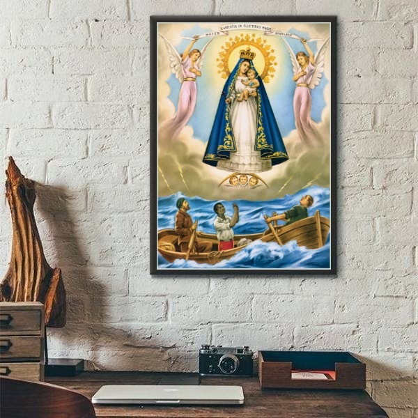 Quadro Nossa Senhora Dos Navegantes 33x24cm - Com Vidro Moldu