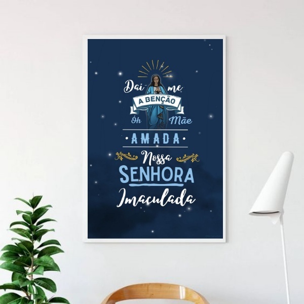 Quadro Nossa Senhora Imaculada - Benção 24x18cm - Com Vidro M
