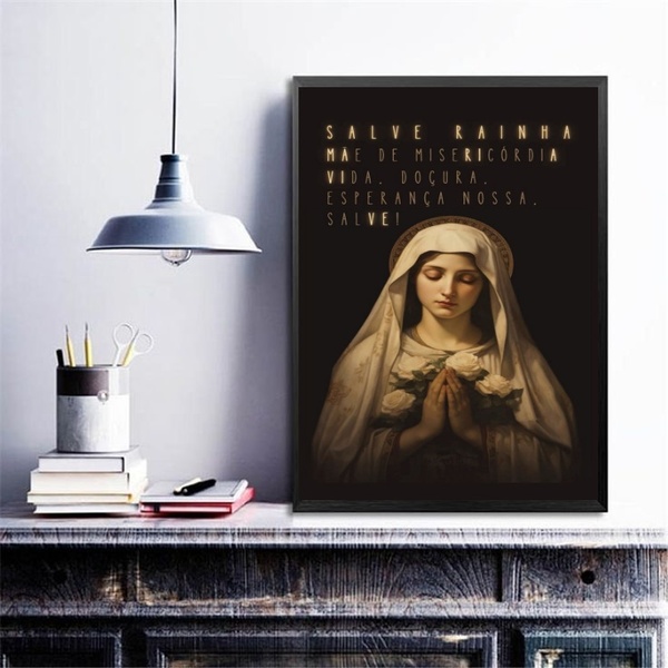 Quadro Nossa Senhora - Salve Rainha 24x18cm Moldura Preta
