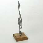 Quadro Nota Musical Clave De Sol - Aço E Suporte Madeira Teca