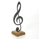 Quadro Nota Musical Clave De Sol - Aço E Suporte Madeira Teca