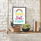 Quadro Nunca Pare De Sorrir 45x34cm - Com Vidro Moldura:madei