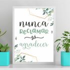 Quadro Nunca Reclamar Só Agradecer 24x18cm - Com Vidro Moldur