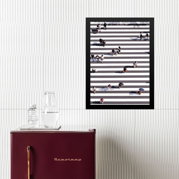 Quadro O Cotidiano Na Rua 45x34cm - Com Vidro Moldura:madeira