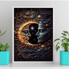 Quadro O Encontro Do Sol E Da lua 45x34cm - Com Vidro Moldura