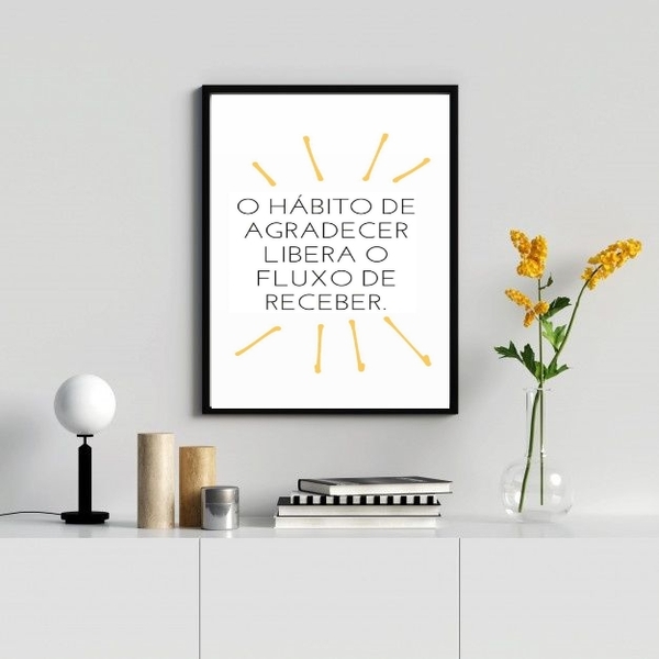 Quadro O Hábito De Agradecer Libera O Fluxo De Receber 33x24c